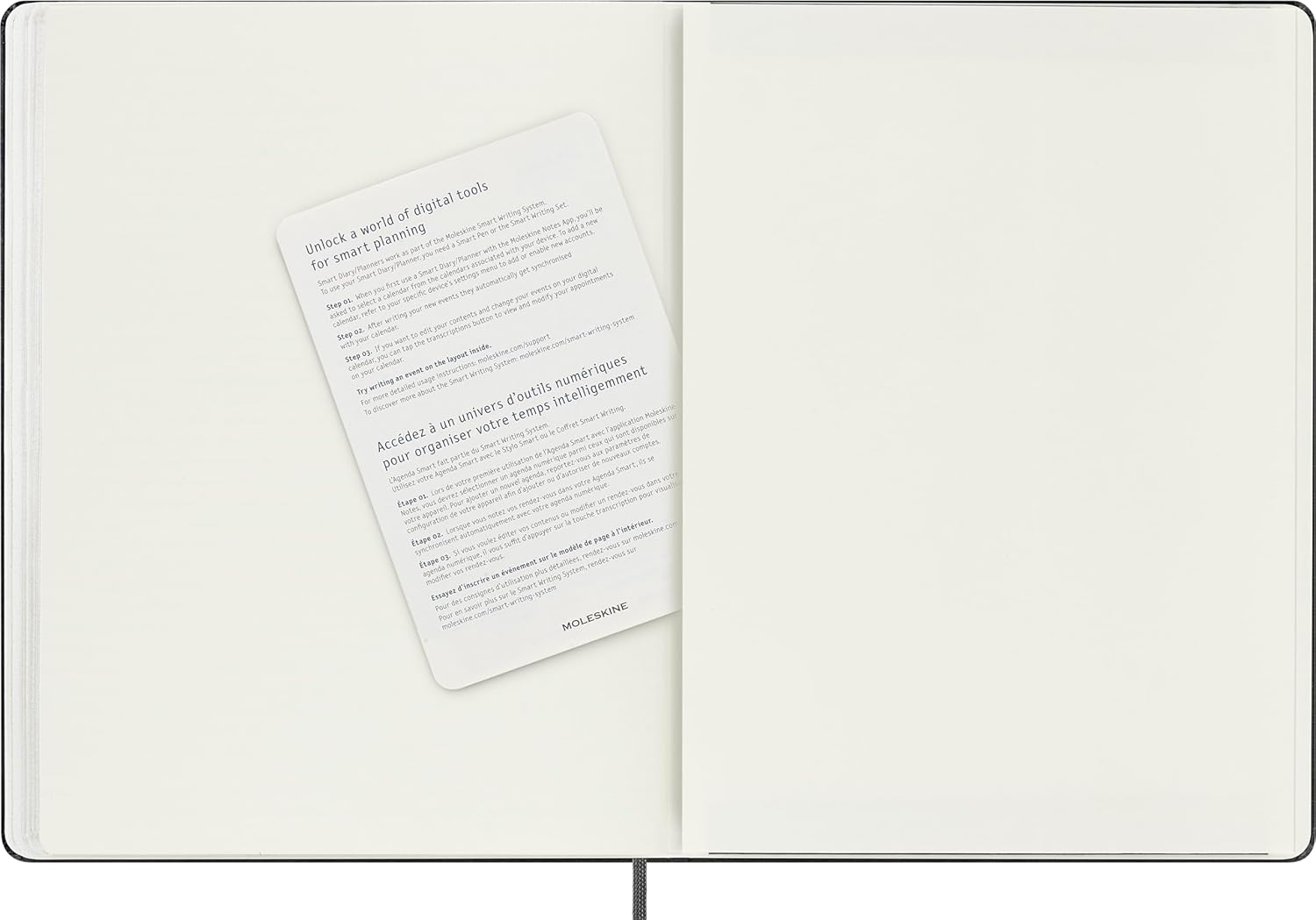 Moleskine Weekly Smart Planner PRO 12 Months 2025, Smart Planner PRO, Agenda 2025, Elastic Closure, Black Colour, Size Extra Large 19 x 25