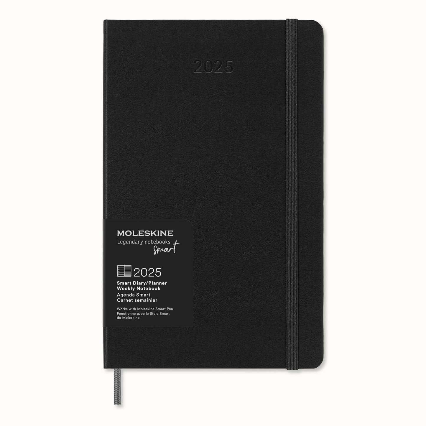 Moleskine Weekly Smart Planner PRO 12 Months 2025, Smart Planner PRO, Agenda 2025, Elastic Closure, Black Colour, Size Extra Large 19 x 25