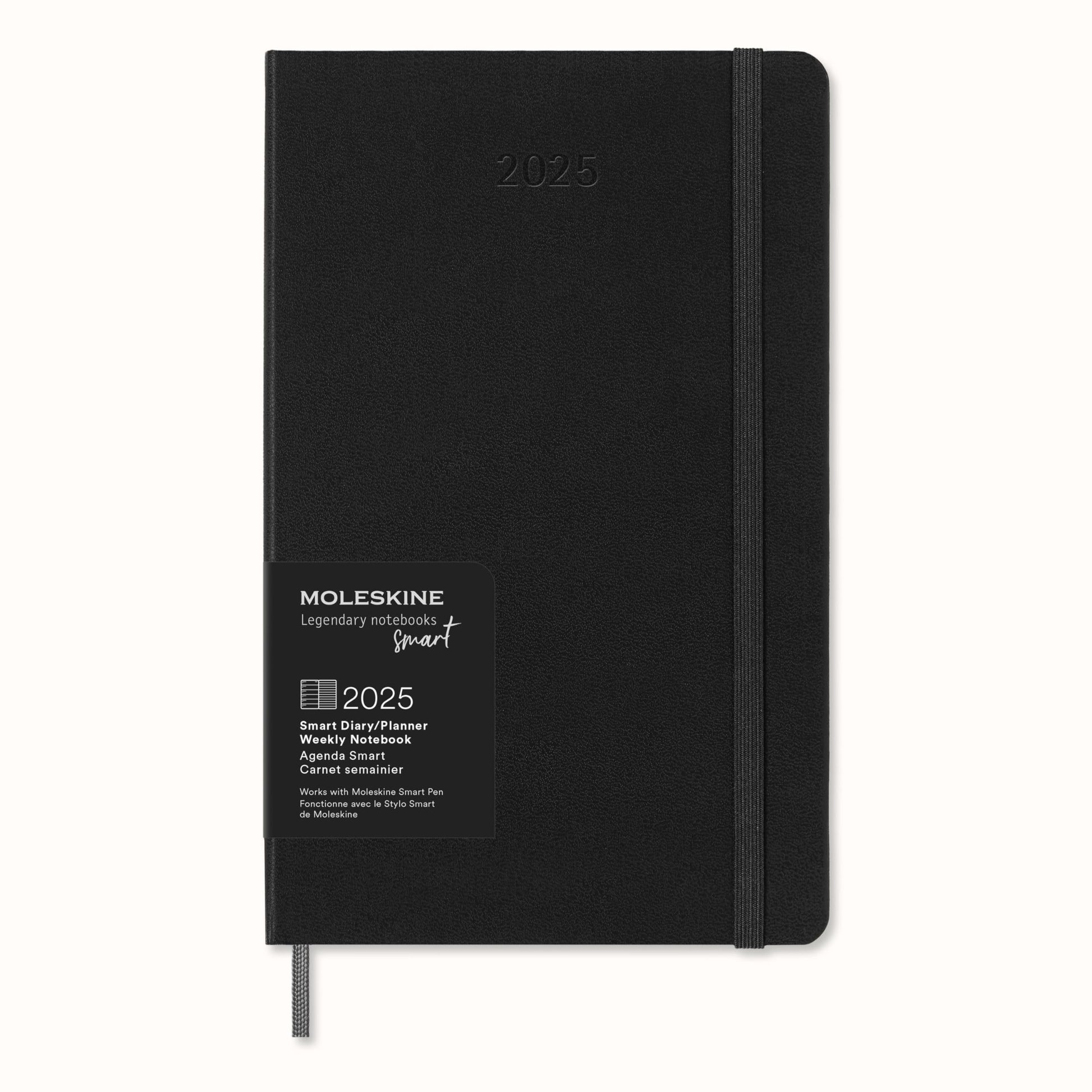 Moleskine Weekly Smart Planner PRO 12 Months 2025, Smart Planner PRO, Agenda 2025, Elastic Closure, Black Colour, Size Extra Large 19 x 25